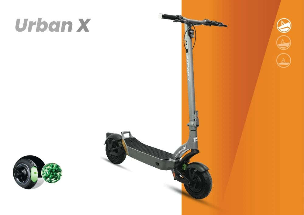 Baner hulajnogi MS Energy Urban X na biało-pomarańczowym tle